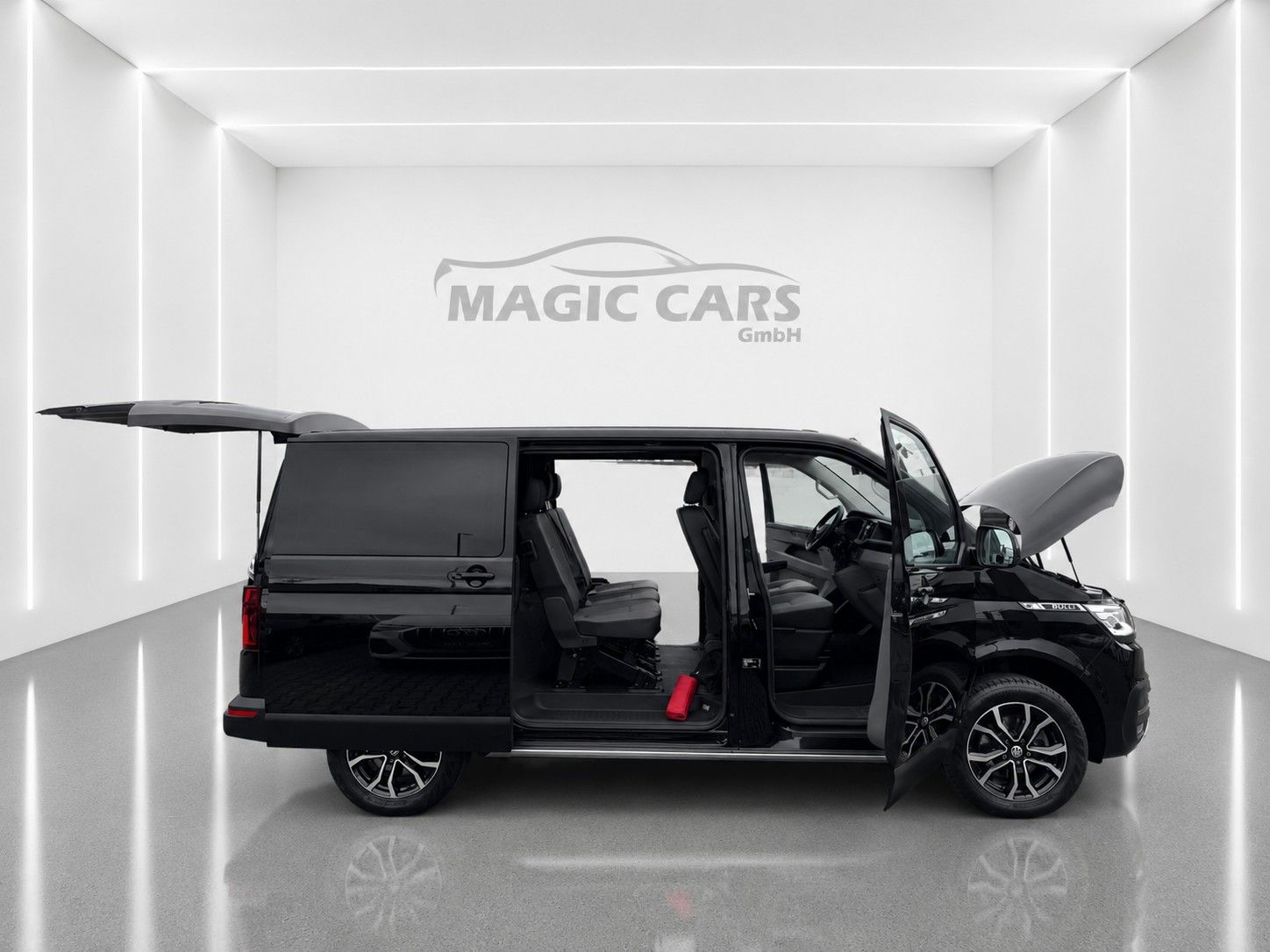 Fahrzeugabbildung Volkswagen T6 Bulli DSG*LED*5 Sitzer*AHK*Kamera*SHZ*1.Hand* - mit KI generiert/bearbeitet